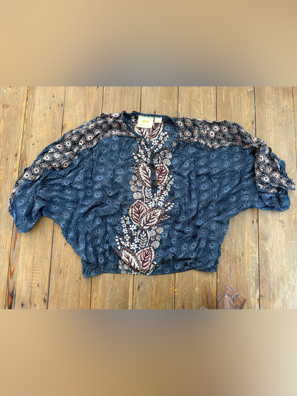 Maeve Anthropologie Letizia ruffled oversized boho blouse top XS peasant crop - Picture 3 of 6